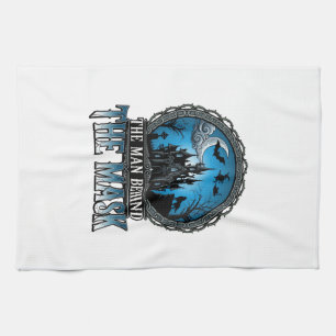 Mann hinter Maske Halloween Spukhaus Hexe_1 Geschirrtuch