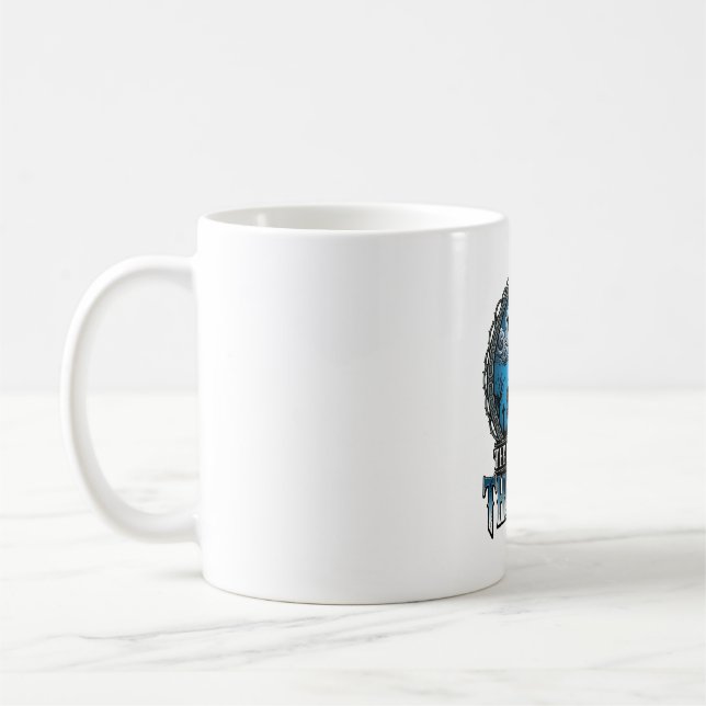 Mann hinter Maske Halloween Spukhaus Hexe_1 Kaffeetasse (Links)