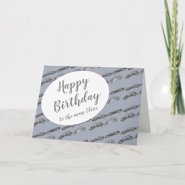 Mann I Liebe Chrome Gray Cars Birthday Card Karte (Vorderseite)