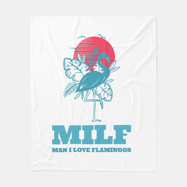 Mann I Liebe Flamingos Fleecedecke (Vorderseite)