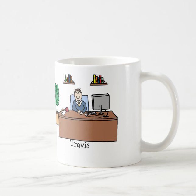 Mann im Büro - fertigen Sie besonders an Tasse (Rechts)