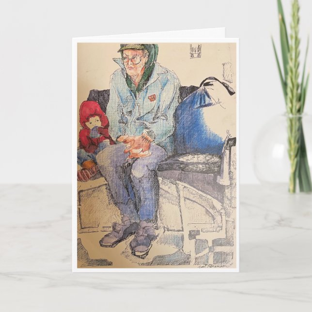 Mann im Bus Karte (Vorderseite)