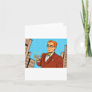Mann im Comic-Stil betrachtet Mobiltelefon Karte