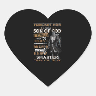 Mann im Februar, ich bin ein Sohn Gottes, der stär Herz-Aufkleber
