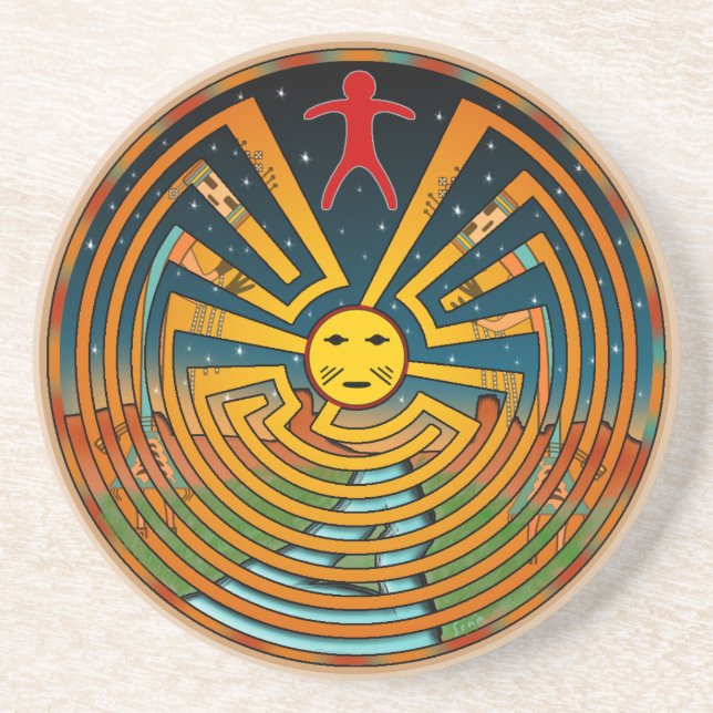 Mann im Labyrinth Getränkeuntersetzer (Vorne)