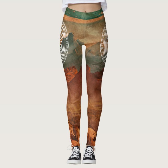 Mann im Maze [weiß] Leggings (Vorderseite)