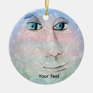 Mann im Mond Keramik Ornament