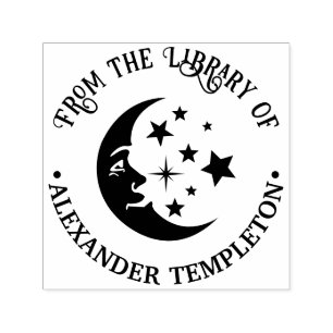 Mann im Mond Sterne Bibliothek Buchname Permastempel
