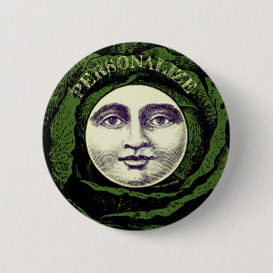 Mann im Mond Vintage-Kohlkopf  Button