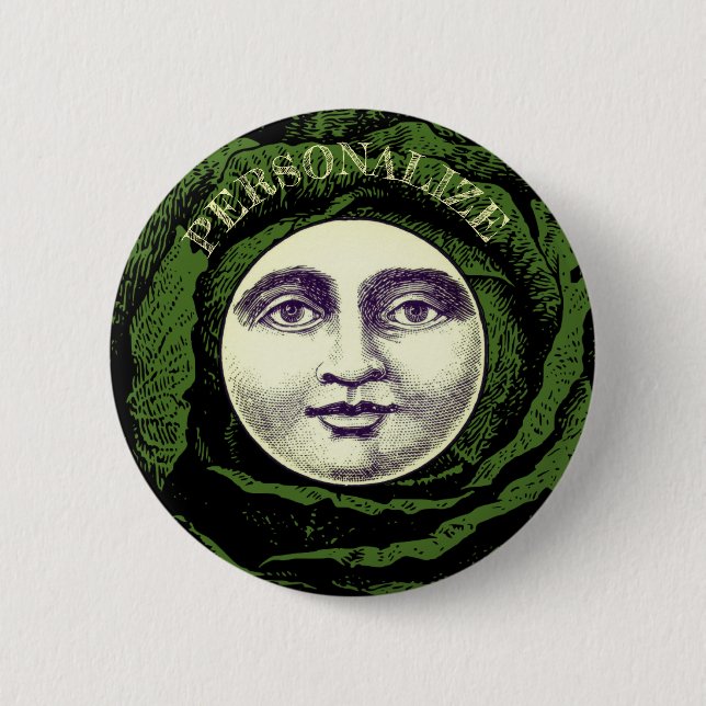 Mann im Mond Vintage-Kohlkopf  Button (Vorderseite)