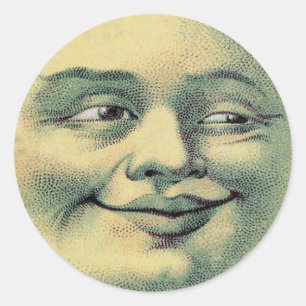 Mann im Mond-Vintagen Aufkleber