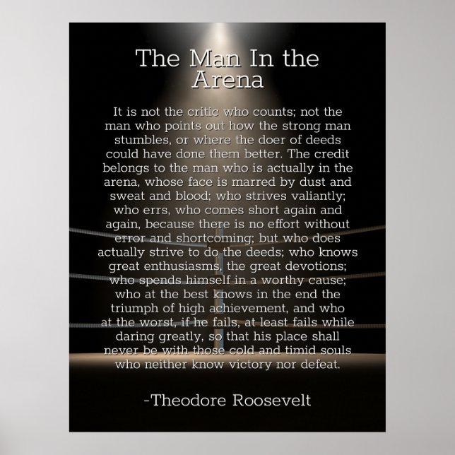 Mann in der Arena - Theodore Roosevelt Quote Poste Poster (Vorne)