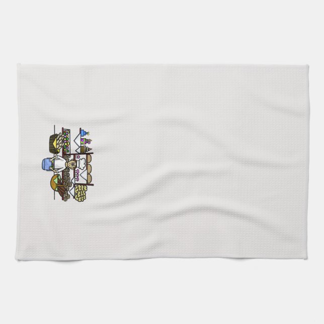 Mann in der Bäckerei Counter Küchentücher (Horizontal)