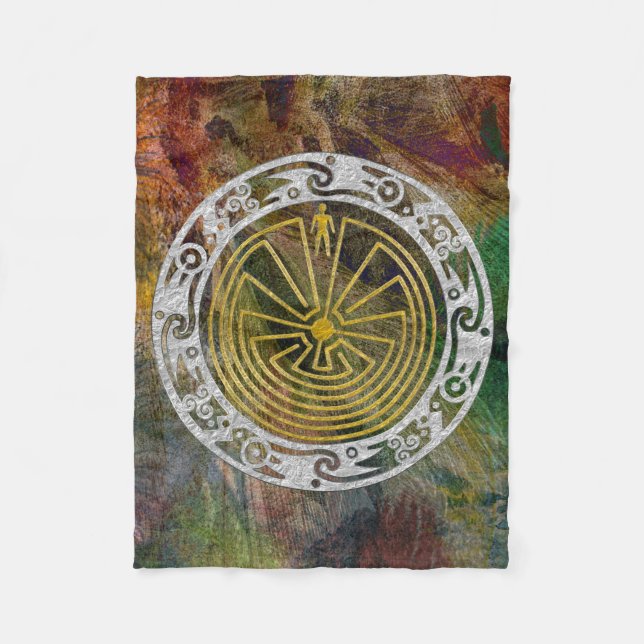 MANN IN DER LABYRINTH-Verzierung + Ihr Hintergrund Fleecedecke (Vorderseite)