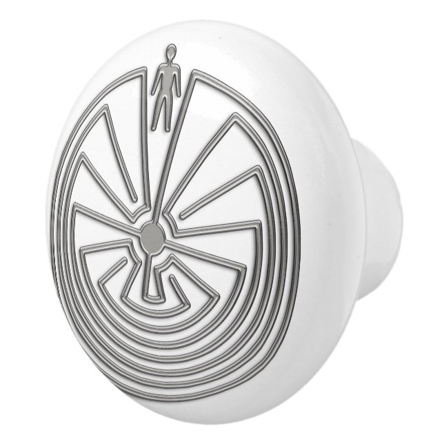 MANN IN DER MAZE Silber + Ihr Backgr. Ideen Keramikknauf (Rechts)