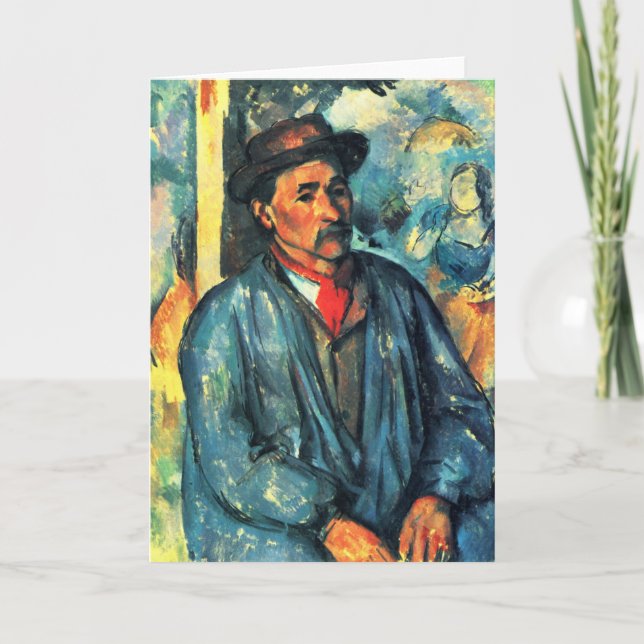 Mann in einem blauen Smock - Paul Cezanne - c1896 Karte (Vorderseite)