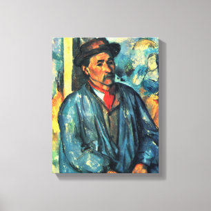Mann in einem blauen Smock - Paul Cezanne - c1896 Leinwanddruck