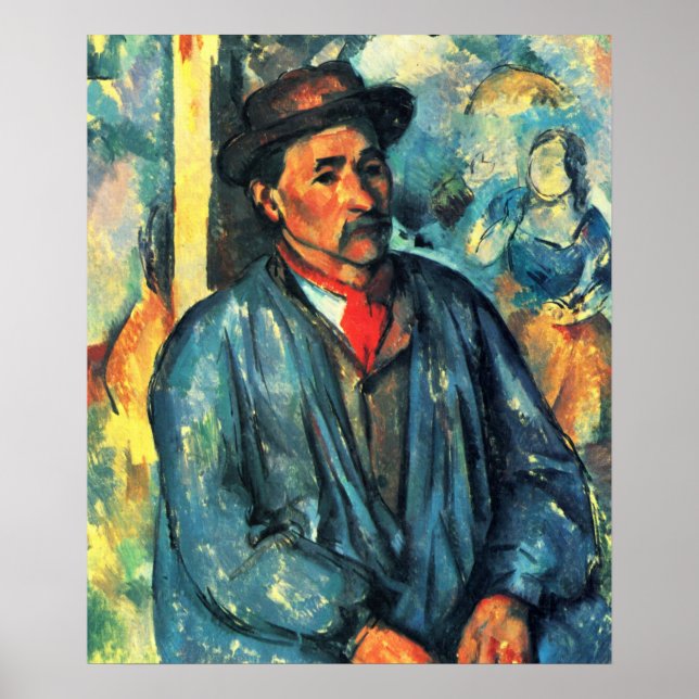Mann in einem blauen Smock - Paul Cezanne - c1896 Poster (Vorne)