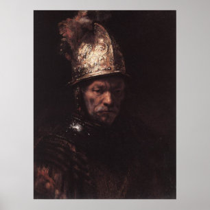 Mann in einem goldenen Sturzhelm-Plakat Poster