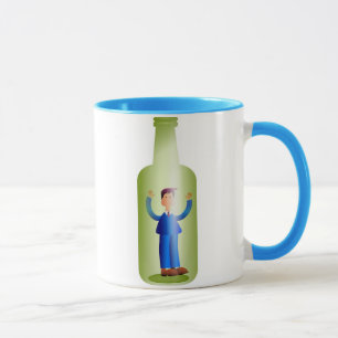 Mann in einer Flasche Tasse
