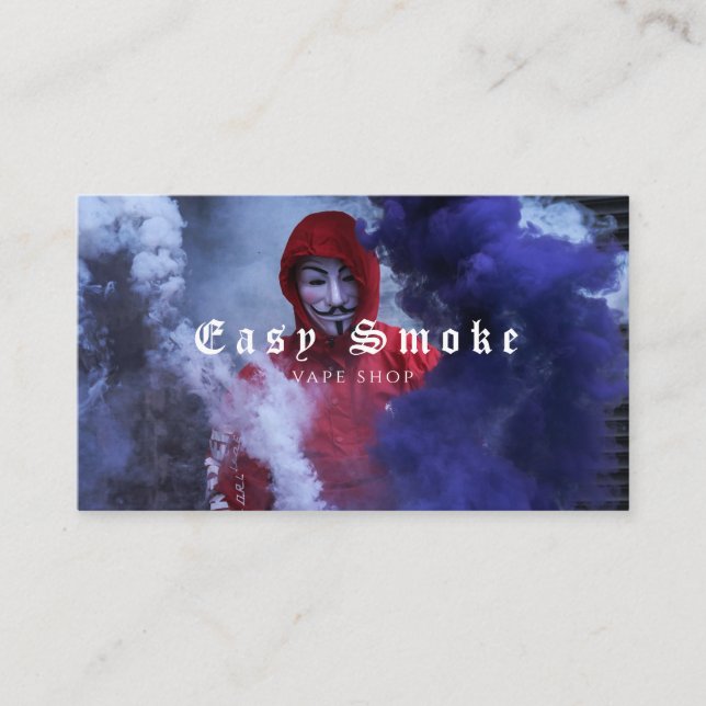 Mann in Maske Smoke Vape Shop Business Card Visitenkarte (Vorderseite)