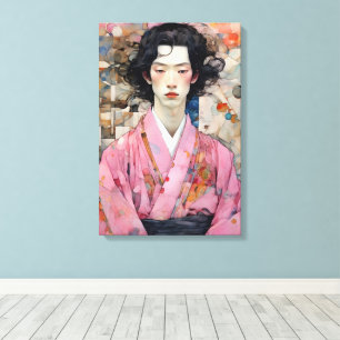 Mann in Pink Kimono Leinwanddruck