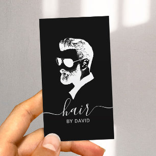 Mann in Sonnenbrille Haar Stylist Barbershop Visitenkarte
