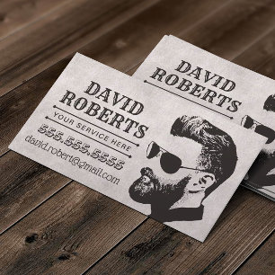 Mann in Sonnenbrille Retro-Typografie Profi Visitenkarte