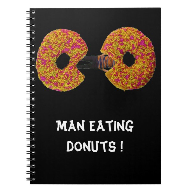 Mann isst Donuts !  Notizbuch Notizblock (Vorderseite)