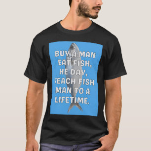 Mann isst Fisch lustig T-Shirt