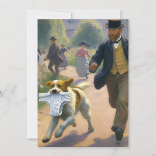Mann jagen Hund mit Unterwäsche Dankeskarte