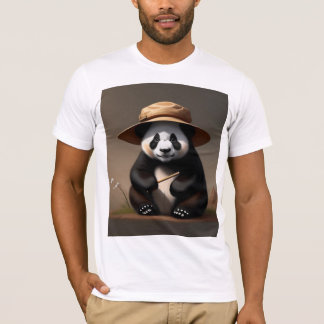 Mann Kleidung, Panda Trait Leinenhütte T-Shirt