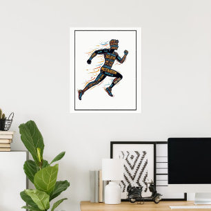 Mann läuft Läufer Motivationswörter zur Ermutigung Poster