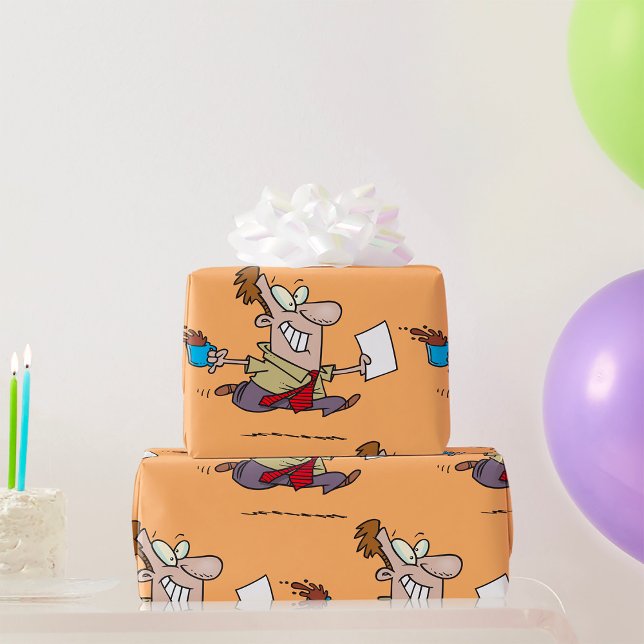 Mann läuft mit Kaffee Geschenkpapier (Von Creator hochgeladen)