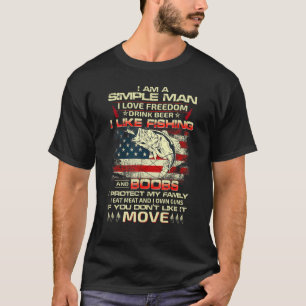 Mann liebt Angeln Freiheit Bier Familie Waffen Ame T-Shirt