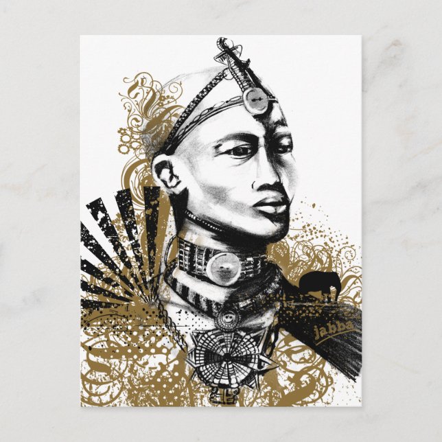 Mann Löwen Maasai Postkarte (Vorderseite)