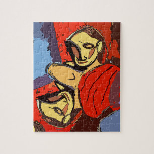 Mann Mirror mit blauem Handtuch, Puzzle