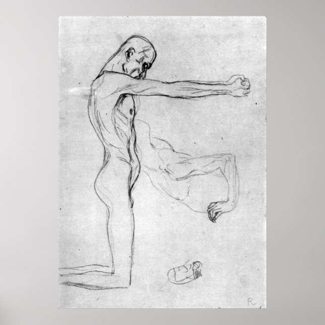 Mann mit ausgestreckten Armen von Gustav Klimt Poster (Vorne)