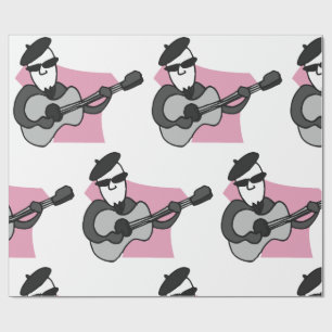 Mann mit Barett, der akustische Gitarre spielt Geschenkpapier