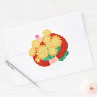 Mann mit Blume Runder Aufkleber