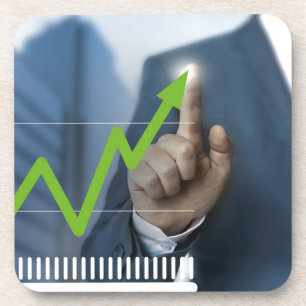 Mann mit Börsenkurs Touchscreen-Konzept Getränkeuntersetzer