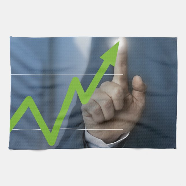 Mann mit Börsenkurs Touchscreen-Konzept Handtuch (Horizontal)