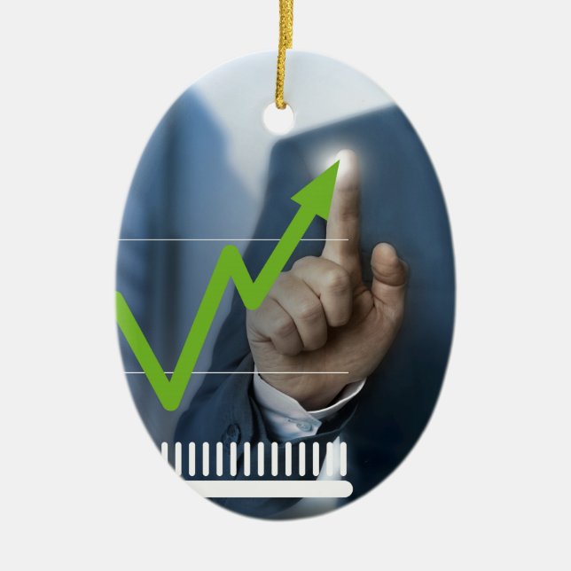 Mann mit Börsenkurs Touchscreen-Konzept Keramik Ornament (Vorne)