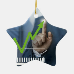 Mann mit Börsenkurs Touchscreen-Konzept Keramik Ornament