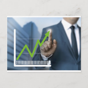 Mann mit Börsenkurs Touchscreen-Konzept Postkarte