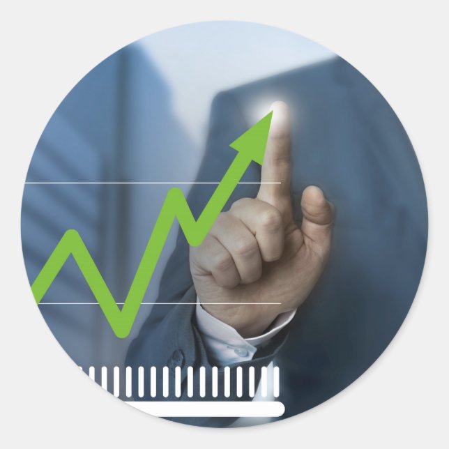 Mann mit Börsenkurs Touchscreen-Konzept Runder Aufkleber (Vorderseite)