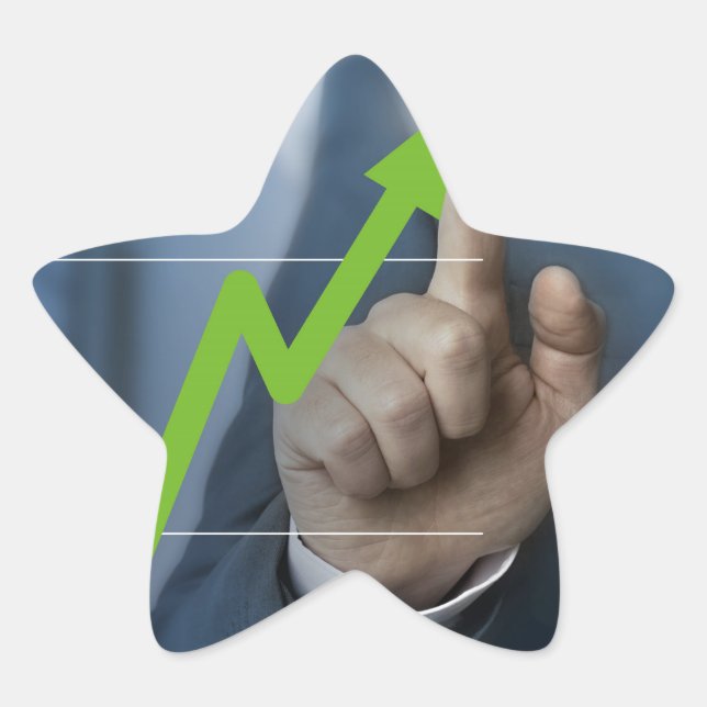 Mann mit Börsenkurs Touchscreen-Konzept Stern-Aufkleber (Vorderseite)