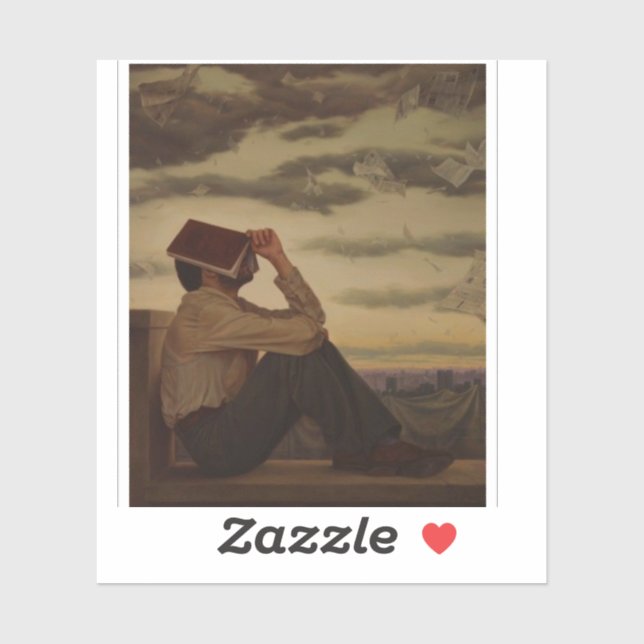 Mann mit Buch bei Sunset Aufkleber (Blatt)