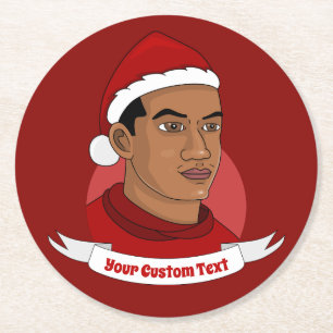 Mann mit dem Weihnachtsmann-Cartoon Runder Pappuntersetzer