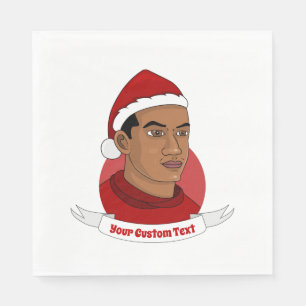 Mann mit dem Weihnachtsmann-Cartoon Serviette